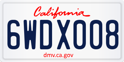 CA license plate 6WDX008