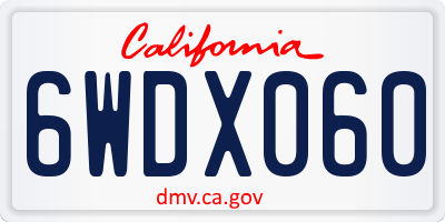 CA license plate 6WDX060