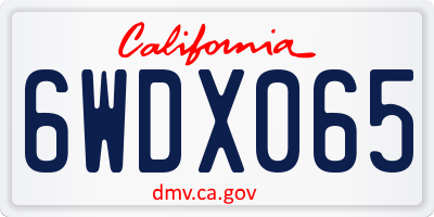 CA license plate 6WDX065