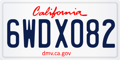 CA license plate 6WDX082