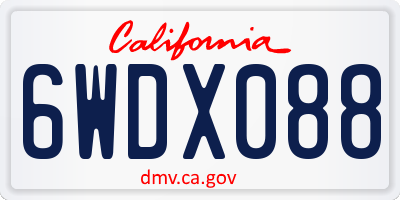 CA license plate 6WDX088