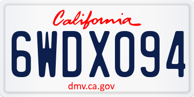 CA license plate 6WDX094
