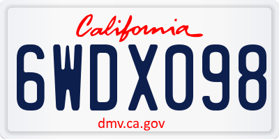 CA license plate 6WDX098