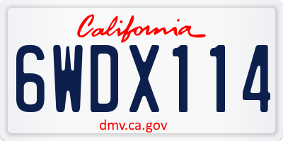 CA license plate 6WDX114