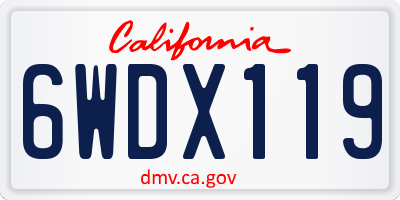 CA license plate 6WDX119