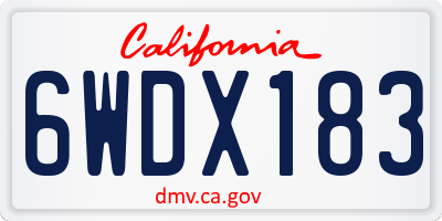 CA license plate 6WDX183