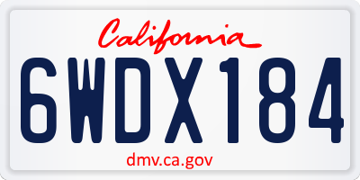 CA license plate 6WDX184