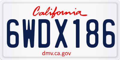 CA license plate 6WDX186