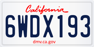 CA license plate 6WDX193