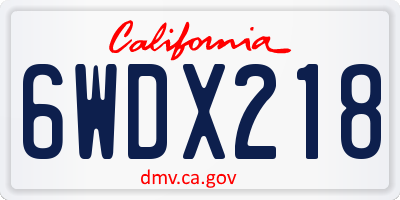 CA license plate 6WDX218