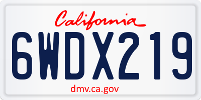 CA license plate 6WDX219