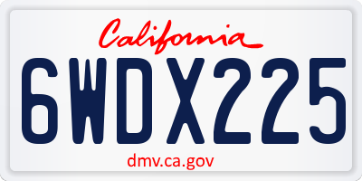CA license plate 6WDX225