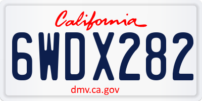 CA license plate 6WDX282