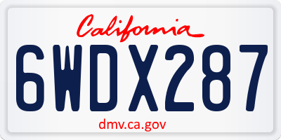 CA license plate 6WDX287