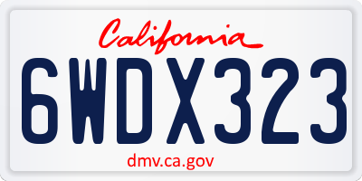 CA license plate 6WDX323