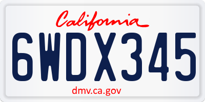 CA license plate 6WDX345