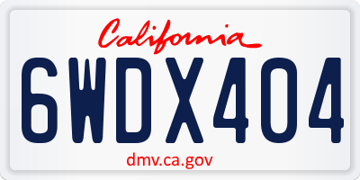 CA license plate 6WDX404