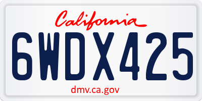 CA license plate 6WDX425