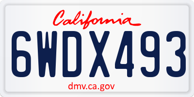 CA license plate 6WDX493