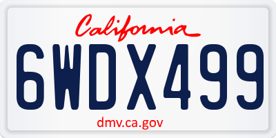 CA license plate 6WDX499