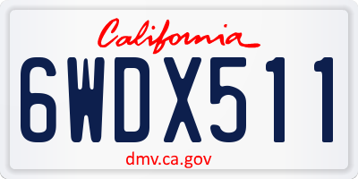 CA license plate 6WDX511
