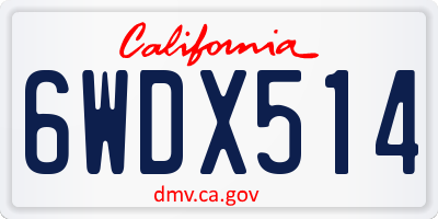 CA license plate 6WDX514