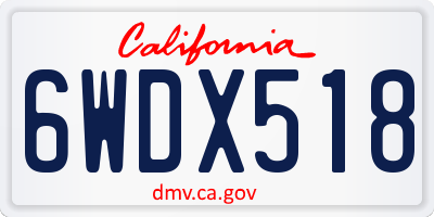 CA license plate 6WDX518