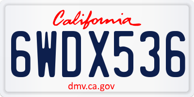 CA license plate 6WDX536