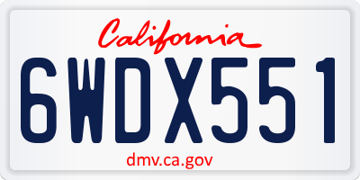 CA license plate 6WDX551