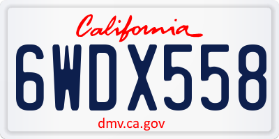 CA license plate 6WDX558