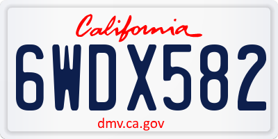 CA license plate 6WDX582