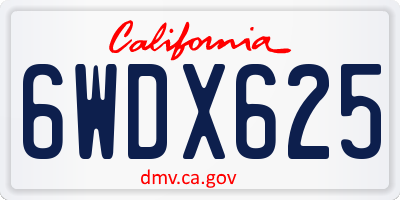 CA license plate 6WDX625