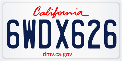 CA license plate 6WDX626