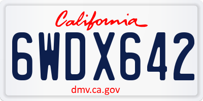 CA license plate 6WDX642