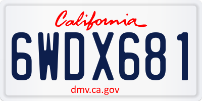 CA license plate 6WDX681