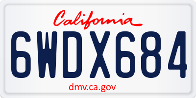 CA license plate 6WDX684