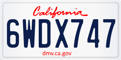 CA license plate 6WDX747