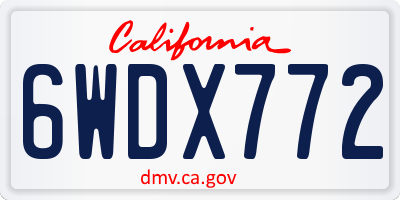 CA license plate 6WDX772