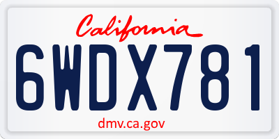 CA license plate 6WDX781