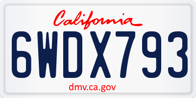 CA license plate 6WDX793