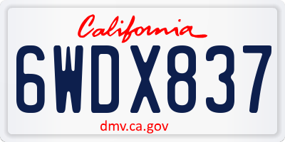 CA license plate 6WDX837