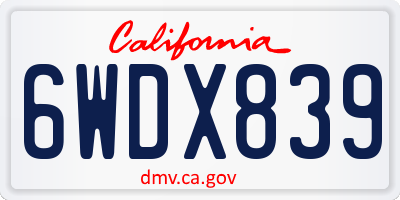 CA license plate 6WDX839