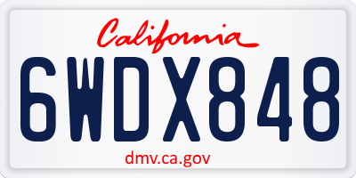 CA license plate 6WDX848