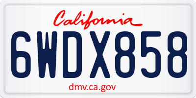 CA license plate 6WDX858