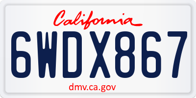 CA license plate 6WDX867