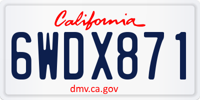CA license plate 6WDX871
