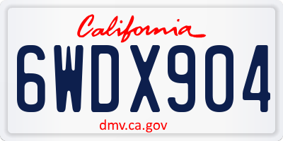 CA license plate 6WDX904