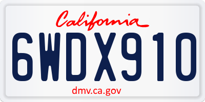 CA license plate 6WDX910