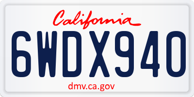 CA license plate 6WDX940