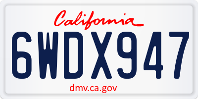 CA license plate 6WDX947